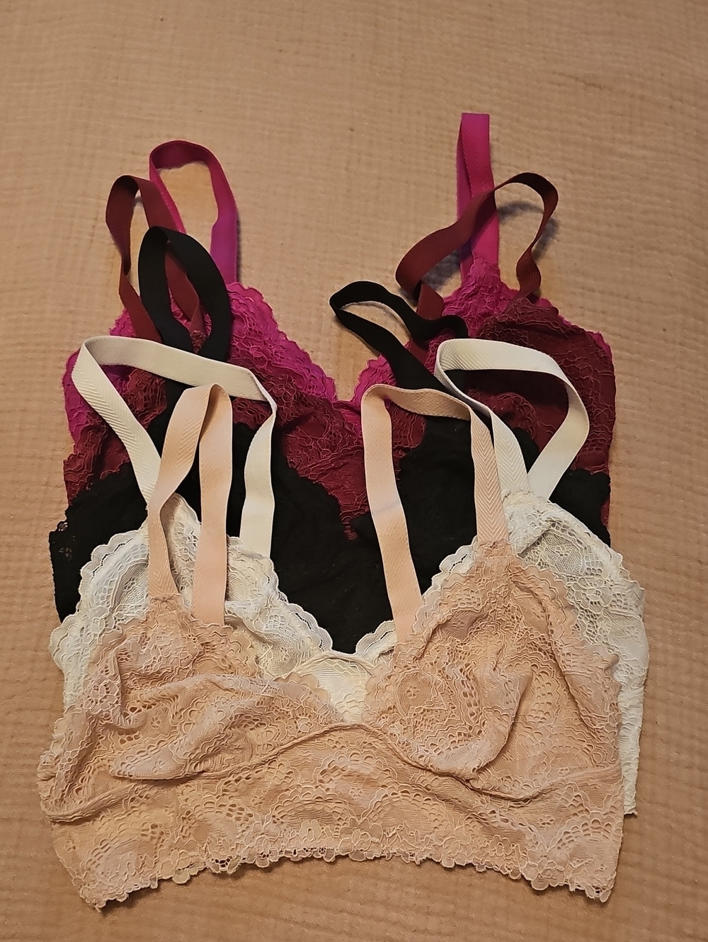 Free People Lace Bralette Set - Fuchsia, Black, White, Beige, Maroon